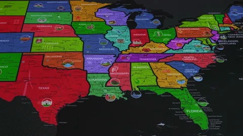 US Physical Map By State. Stock Footage 115930579