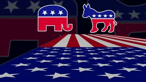 US Politics Republican Democrat Flag background Stock Footage