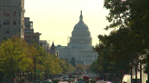 US Politics - Wash DC, Capitol hill looking down Pennsylvania ave Stock Footage