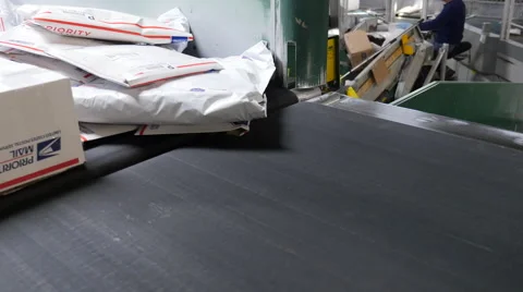 US Post office mail being sorted on the line Stock Footage 58245411