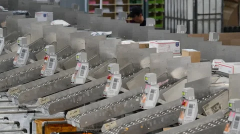 US Post office packages being sorted Stock Footage 58238798