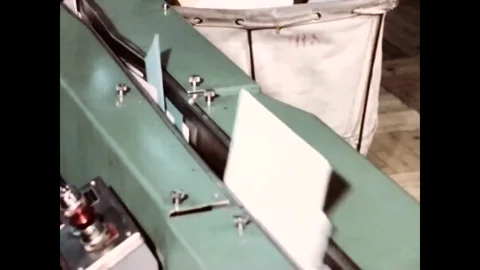 In the U.S. Post Office?s automatic mail culling and stamp cancelling system in Stock Footage