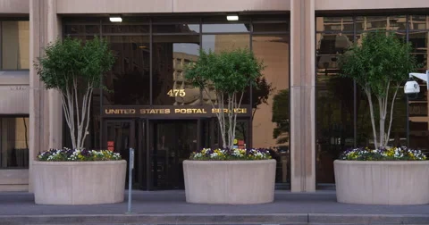 US Postal Service Headquarters on L'Enfant Plaza, Washington DC. Shot in 2012. Stock Footage 59306631