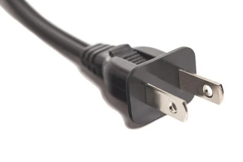 US power plug with cable isolated on white background Stock Photos