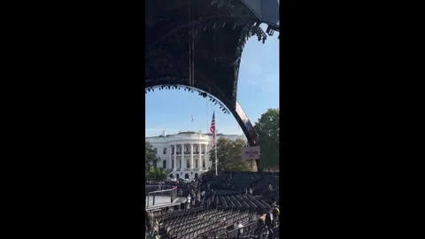 US: Press tour shows massive setup above White House lawn in Washington, ... Stock Footage 336807204