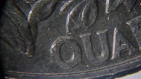A U.S. quarter seen through microscope Stock Footage 69234148