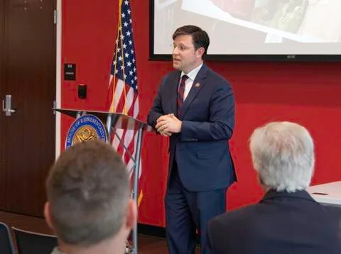 U.S. Rep. Mike Johnson, R-La., speaking at podium Stock Photos