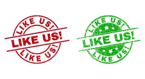 LIKE US! Round Seals with Unclean Texture Stock Illustration