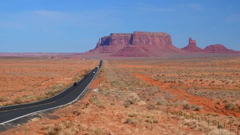 U.S. Route 163 in Monument Valley, often referred to as the "Forrest Gump P.. Stock Footage 334795545