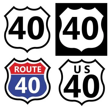 US route 40. US 40 highway sign. 40 rout symbol. 40 highway interstate 스톡 일러스트