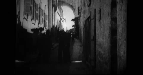 US sailors visiting marketplace Stock Footage