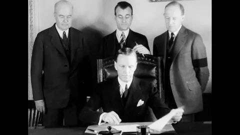 US Secretary Of State William Phillips Signs End Of Prohibition Stock Footage 120684334