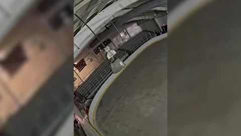 US: Security camera captures ice rink wall collapse in US city Ann Arbor ... Stock Footage 332874693