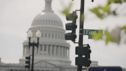 US Senate Capitol First St. Rack 4k Stock Footage 196515053
