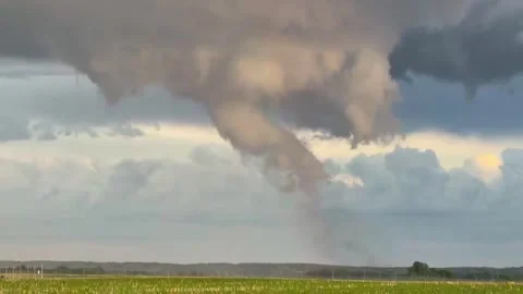 US: Severe Tornado Spins Across Indiana Farmland As Storm Cell Intensifie... Stock Footage 337136380