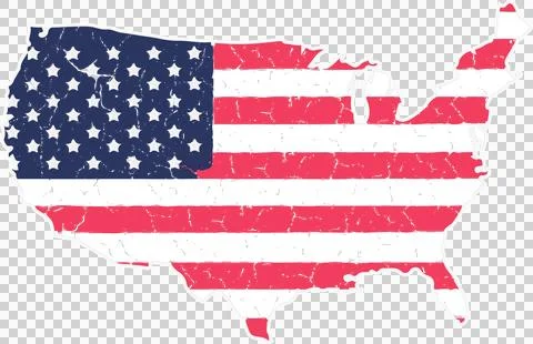 US silhouette is appearing in flat graphic featuring distressed flag on Stock Illustration