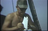 U.s. Soldier Reads Christmas Card In Bunker - 1968 Stock Footage