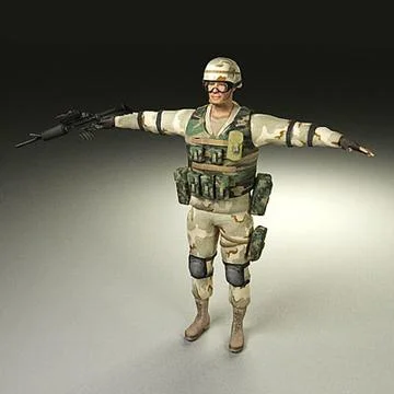 US Soldiers and vehicles 3D Model