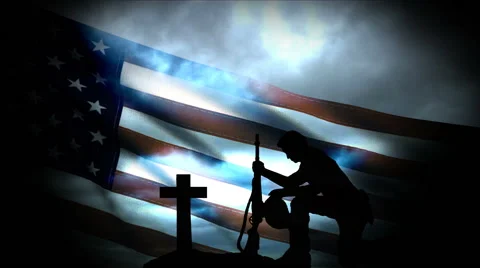 US Soldiers in front of US flag. Stock Footage 62390815