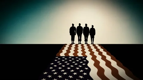 US Soldiers in front of US flag. Stock Footage 65212886