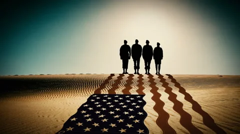 US Soldiers in front of US flag. Stock Footage 65213409