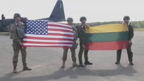 U.S. soldiers prepare to jump from a Lockheed C-130 Hercules - 2018 Stock Footage 95643490