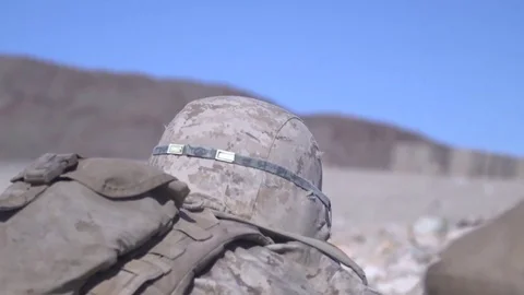 US soldiers Throw a position and Run taking a new position, advance Video stock 120833721