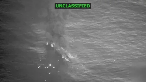 U.S. Southern Command Joint Task Force conducted a lethal kinetic strike Stock Footage 334314727