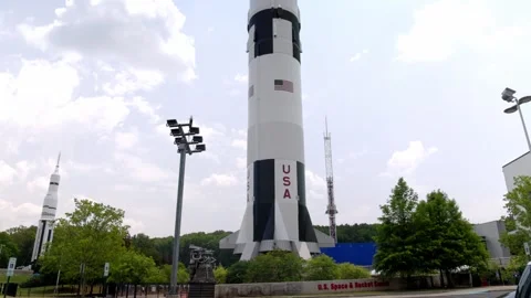 U.S. Space and Rocket Center rocket in Huntsville, Alabama with video Stock Footage 242396461