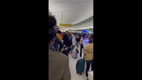 US: Spring Break Travelers Face Long Airport Lines Amid Partial Governmen... Stock Footage 331296753