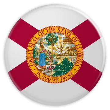US State Button: Florida Flag Badge 3d illustration on white background Stock Illustration