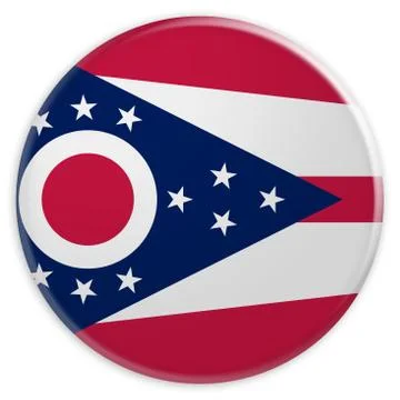 US State Button: Ohio Flag Badge 3d illustration on white background Stock Illustration