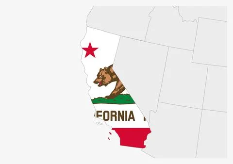 US state California map highlighted in California flag colors イラスト素材