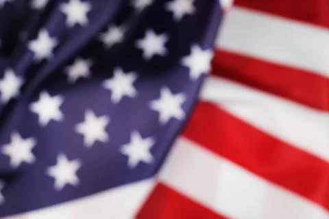 US state flag close-up, out of focus, background. Stock Photos