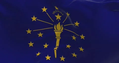 The US state flag of Indiana waving in the wind Stock-Footage 200215437