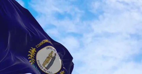 The US state flag of Kentucky waving on a clear day Video stock 290779326