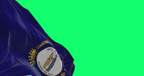 The US state flag of Kentucky waving isolated on green background Stock Footage 294899803