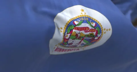 The US state flag of Minnesota waving in the wind Stock Footage 225521367