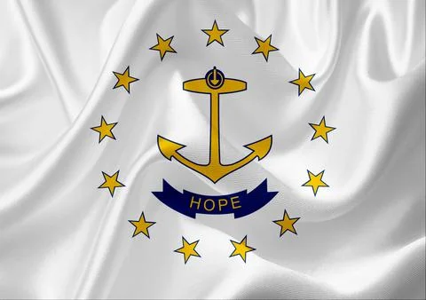 US state flags. In high quality on silk fabric. Stock Illustration