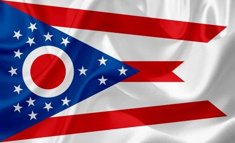 US state flags. In high quality on silk fabric. Stock Illustration