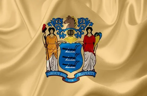 US state flags. In high quality on silk fabric. Stock Illustration