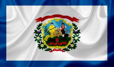 US state flags. In high quality on silk fabric. Stock Illustration