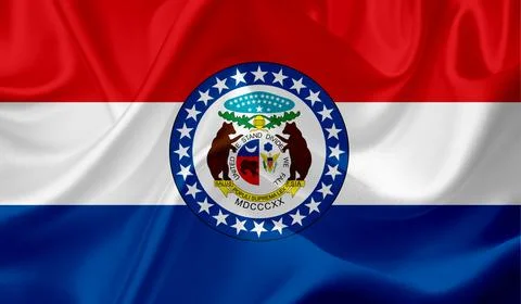 US state flags. In high quality on silk fabric. Stock Illustration