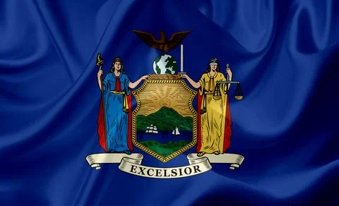 US state flags. In high quality on silk fabric. Stock Illustration