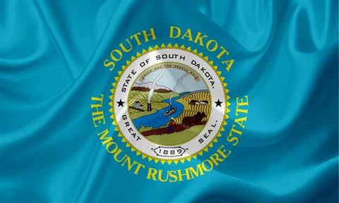 US state flags. In high quality on silk fabric. Stock Illustration