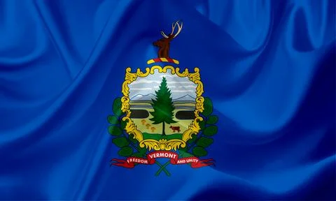 US state flags. In high quality on silk fabric. Stock Illustration