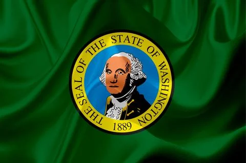 US state flags. In high quality on silk fabric. Stock Illustration