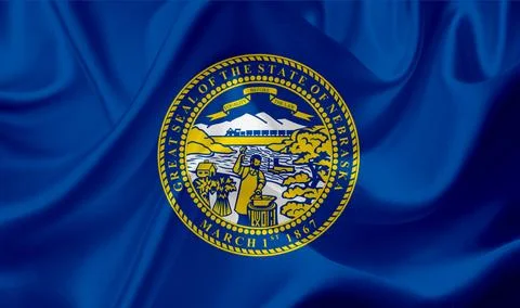 US state flags. In high quality on silk fabric. Stock Illustration