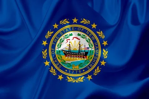 US state flags. In high quality on silk fabric. Stock Illustration