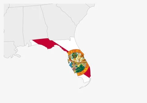 US state Florida map highlighted in Florida flag colors Stock Illustration